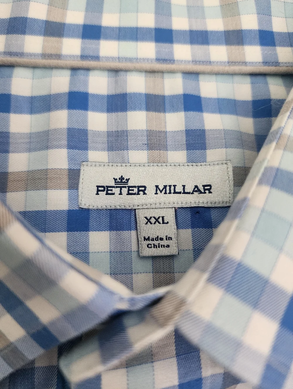 Peter Millar Crown Ease Phillip Sport Shirt Mens XXL Blue Check Long Sleeve - Picture 3 of 9